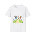 Guardian Angels And Kid Trio Graphic T-Shirt — Cute Kids Angels Illustration Tee