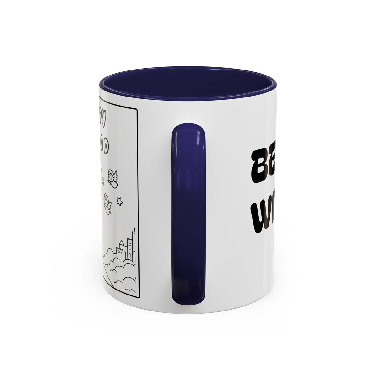 Be Happy With God — Accent Coffee Mug — Faith-Inspired Kids Illustration (11/15 oz)