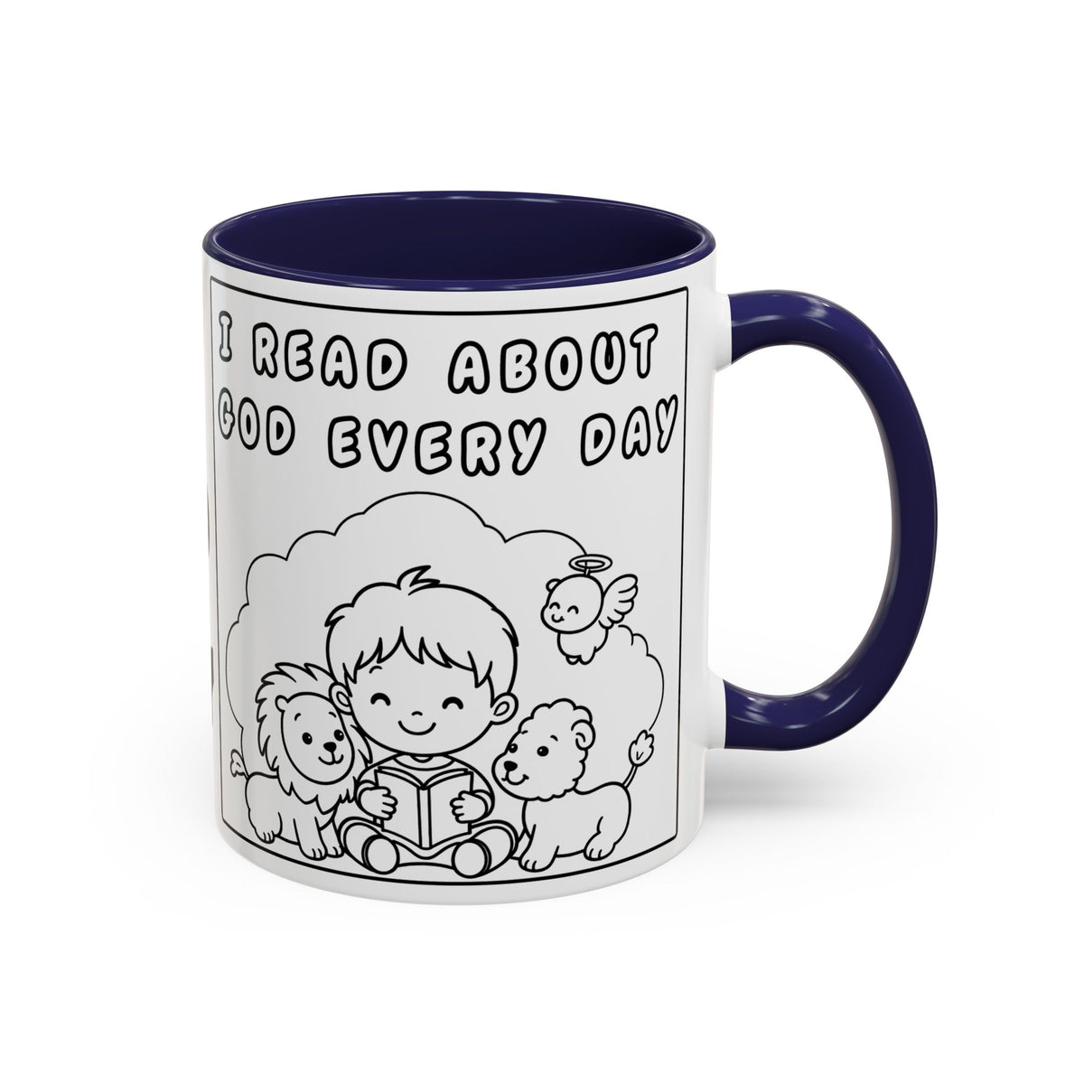 I Read About God Every Day — Kids Christian Accent Coffee Mug (11/15oz)