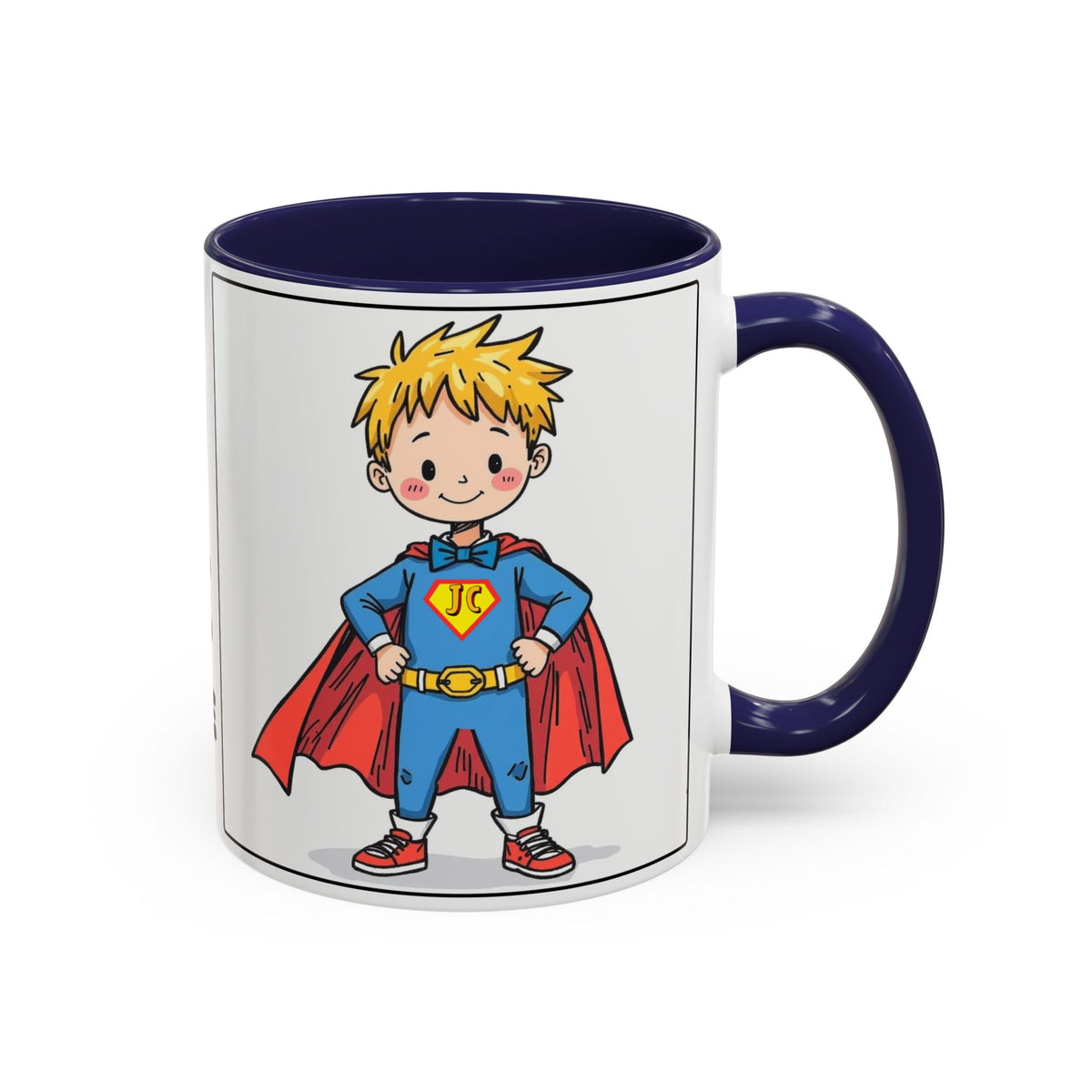 God Makes Me Strong And Brave II — Kids Superhero Coffee Mug —  Accent Mug (11/15oz)