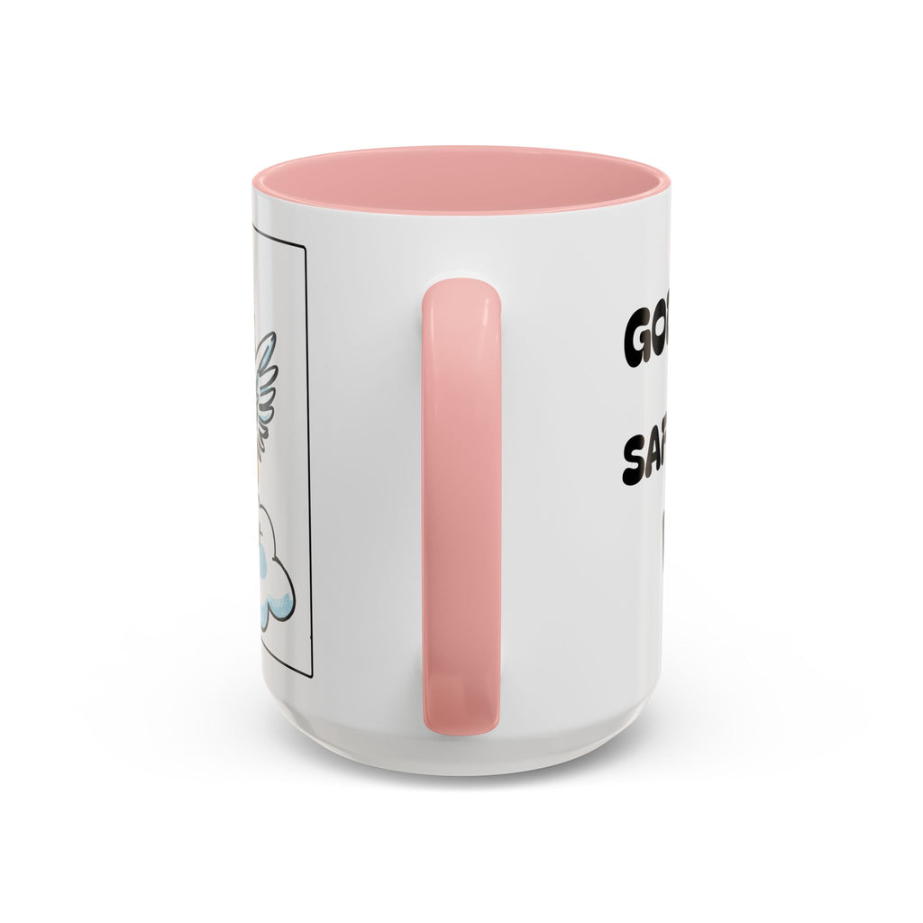 God Keeps Me Safe Under His Wings II — Accent Coffee Mug — Inspirational Christian Angel Design (11/15oz)