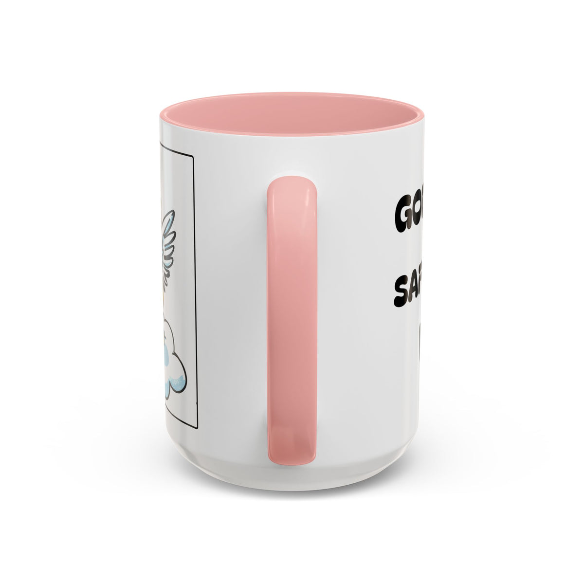 God Keeps Me Safe Under His Wings II — Accent Coffee Mug — Inspirational Christian Angel Design (11/15oz)