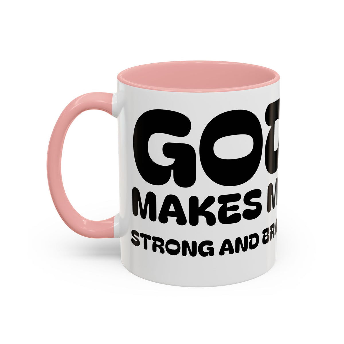 God Makes Me Strong And Brave II — Kids Superhero Coffee Mug —  Accent Mug (11/15oz)