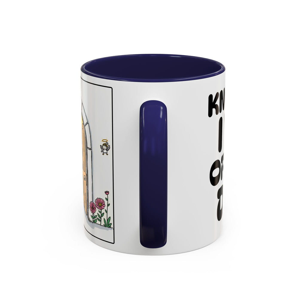 Knock And I WILL OPEN the DOOR — Illustrated Inspirational Accent Mug (11/15oz)