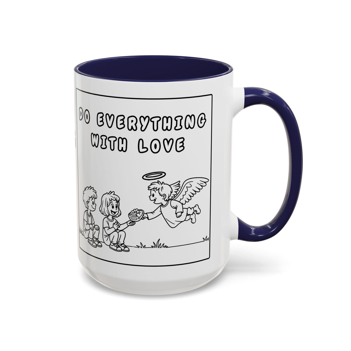 Do Everything With Love —  Accent Coffee Mug — Inspirational Kid-Friendly Ceramic Mug (11/15oz)