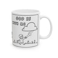 God Is With Me — Ceramic Mug — Cute Minimalist Cartoon — Coffee Cup