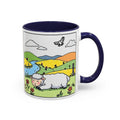 Be Happy Wherever You Are — Accent Coffee Mug (11/15oz) — Cute Sheep Scenic Design