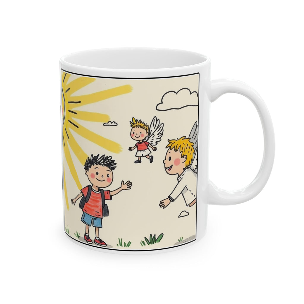 Be Happy With God Ceramic Mug — Cute Christian Faith Coffee Cup (11oz & 15oz)