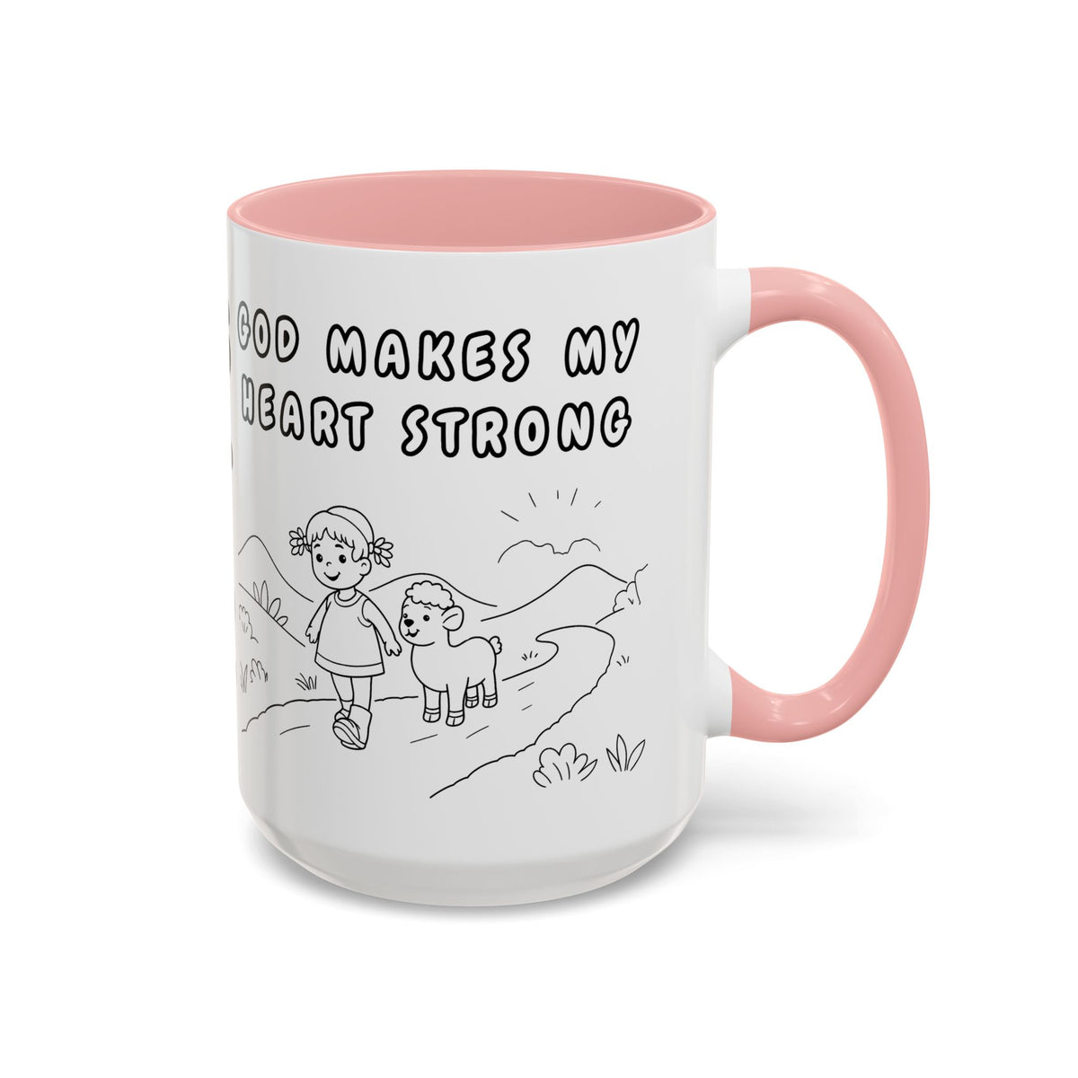 God Makes My Heart Strong  — Accent Coffee Mug — Inspirational Faith Christian Mug (11/15oz)