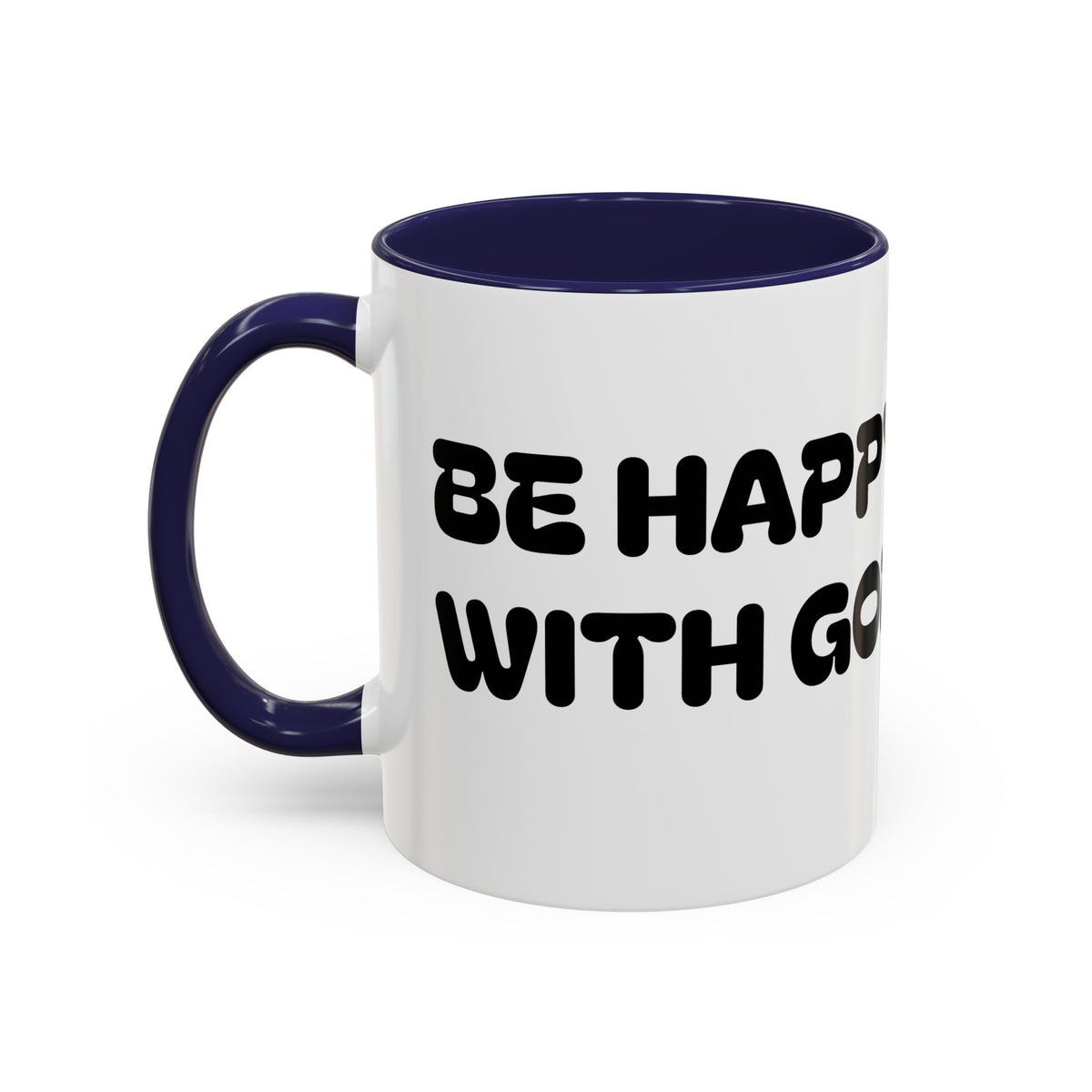 Be Happy With God — Accent Coffee Mug — Faith-Inspired Kids Illustration (11/15 oz)