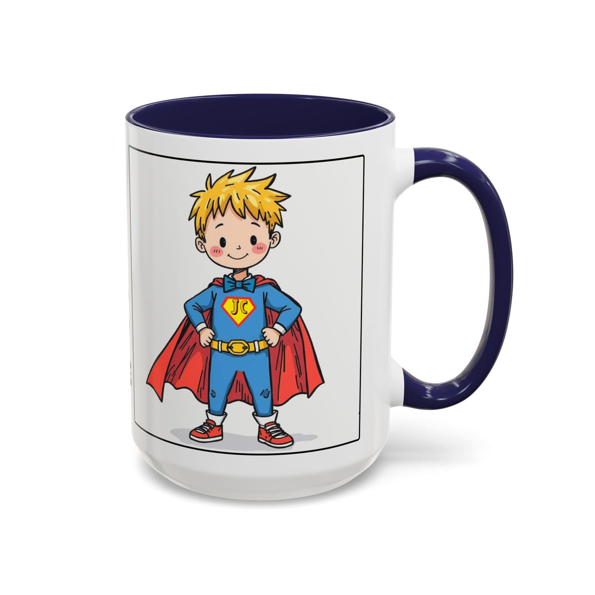 God Makes Me Strong And Brave II — Kids Superhero Coffee Mug —  Accent Mug (11/15oz)