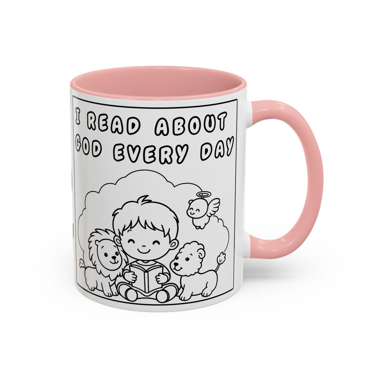 I Read About God Every Day — Kids Christian Accent Coffee Mug (11/15oz)