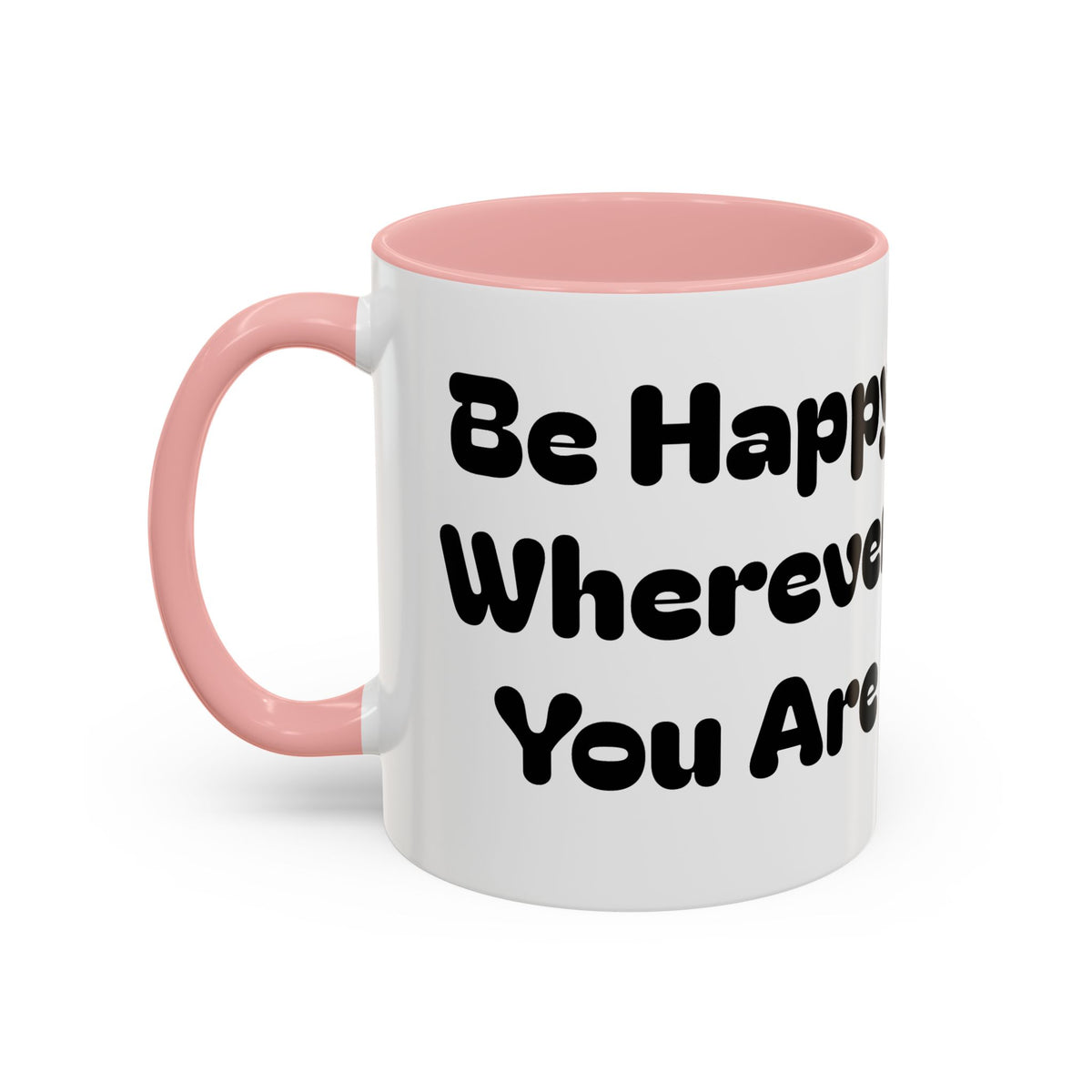 Be Happy Wherever You Are — Accent Coffee Mug (11/15oz) — Cute Sheep Scenic Design