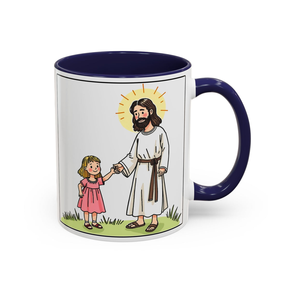 Jesus Is With Me All of the Time II — Accent Coffee Mug — Faith-Based Christian Inspirational Mug (11/15oz)