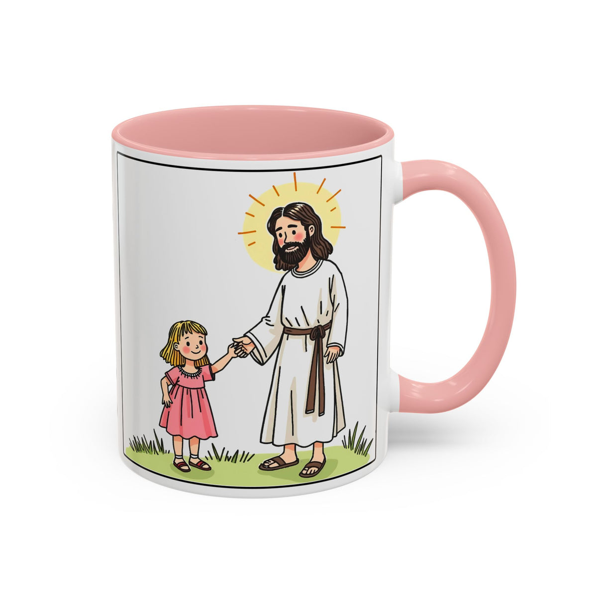 Jesus Is With Me All of the Time II — Accent Coffee Mug — Faith-Based Christian Inspirational Mug (11/15oz)