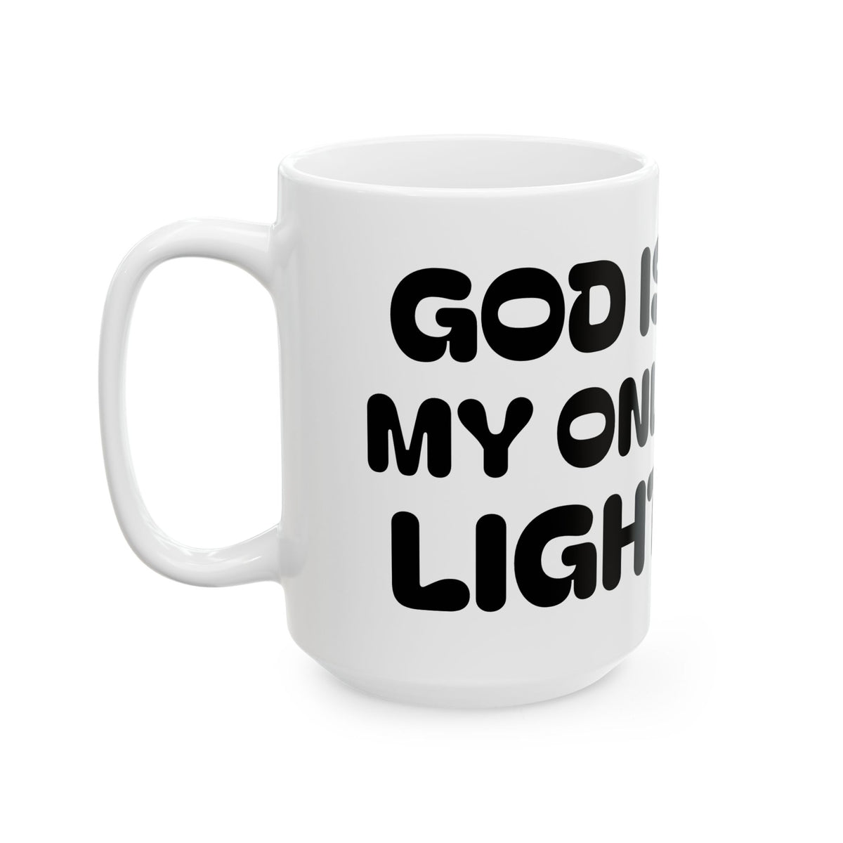 God Is My Only Light Ceramic Mug — Autumn Girl Illustration Coffee Cup (11oz/15oz)