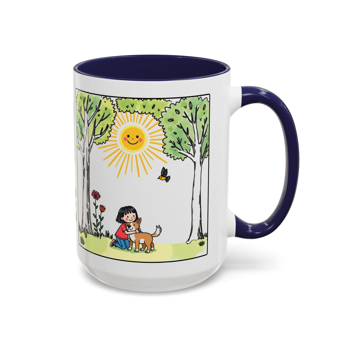I AM Gentle — Accent Coffee Mug — Kid and Dog Illustration — Color-Accent Interior (11/15 oz)