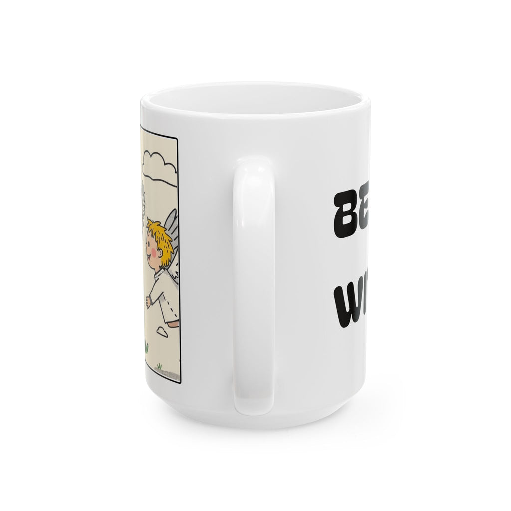 Be Happy With God Ceramic Mug — Cute Christian Faith Coffee Cup (11oz & 15oz)