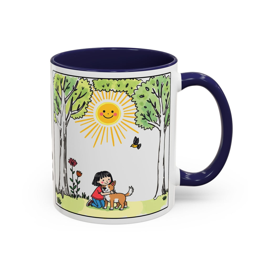I AM Gentle — Accent Coffee Mug — Kid and Dog Illustration — Color-Accent Interior (11/15 oz)