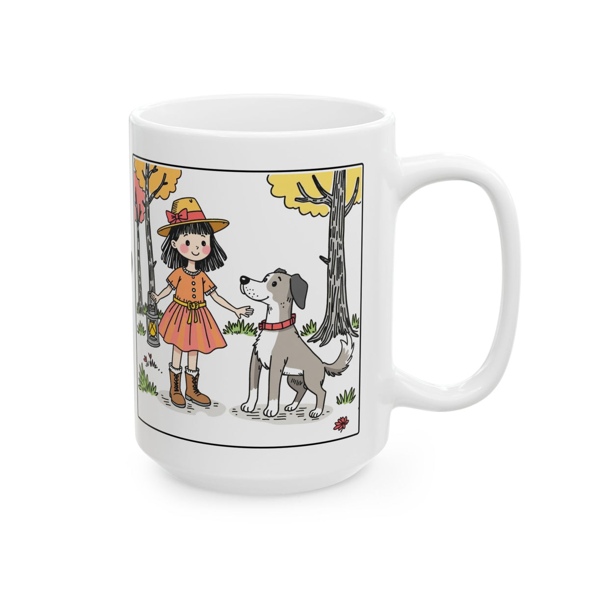 God Is My Only Light Ceramic Mug — Autumn Girl Illustration Coffee Cup (11oz/15oz)