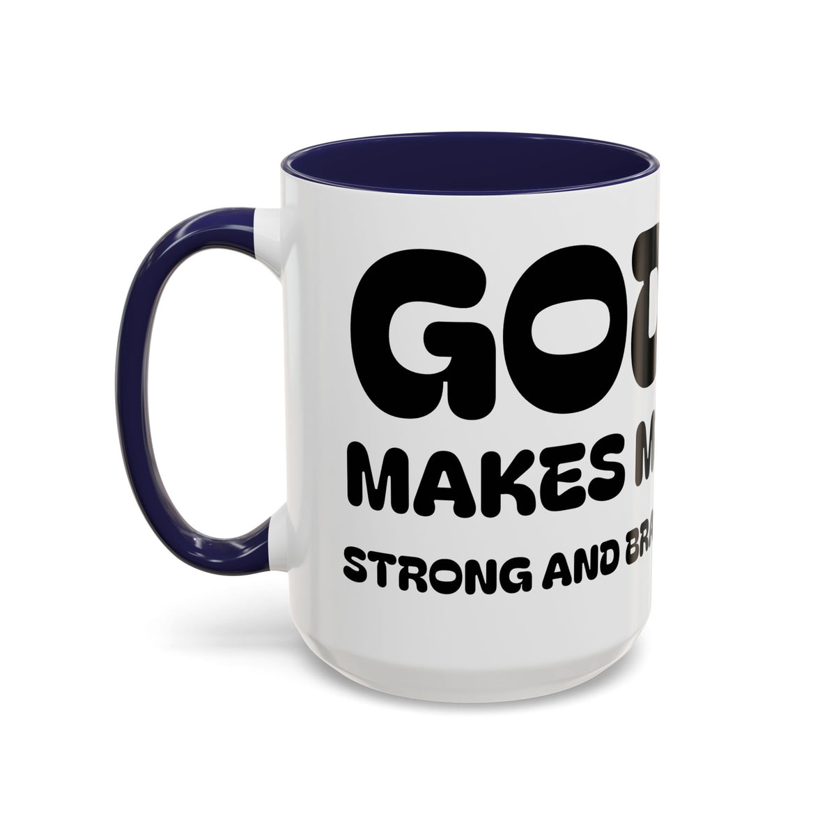 God Makes Me Strong And Brave II — Kids Superhero Coffee Mug —  Accent Mug (11/15oz)