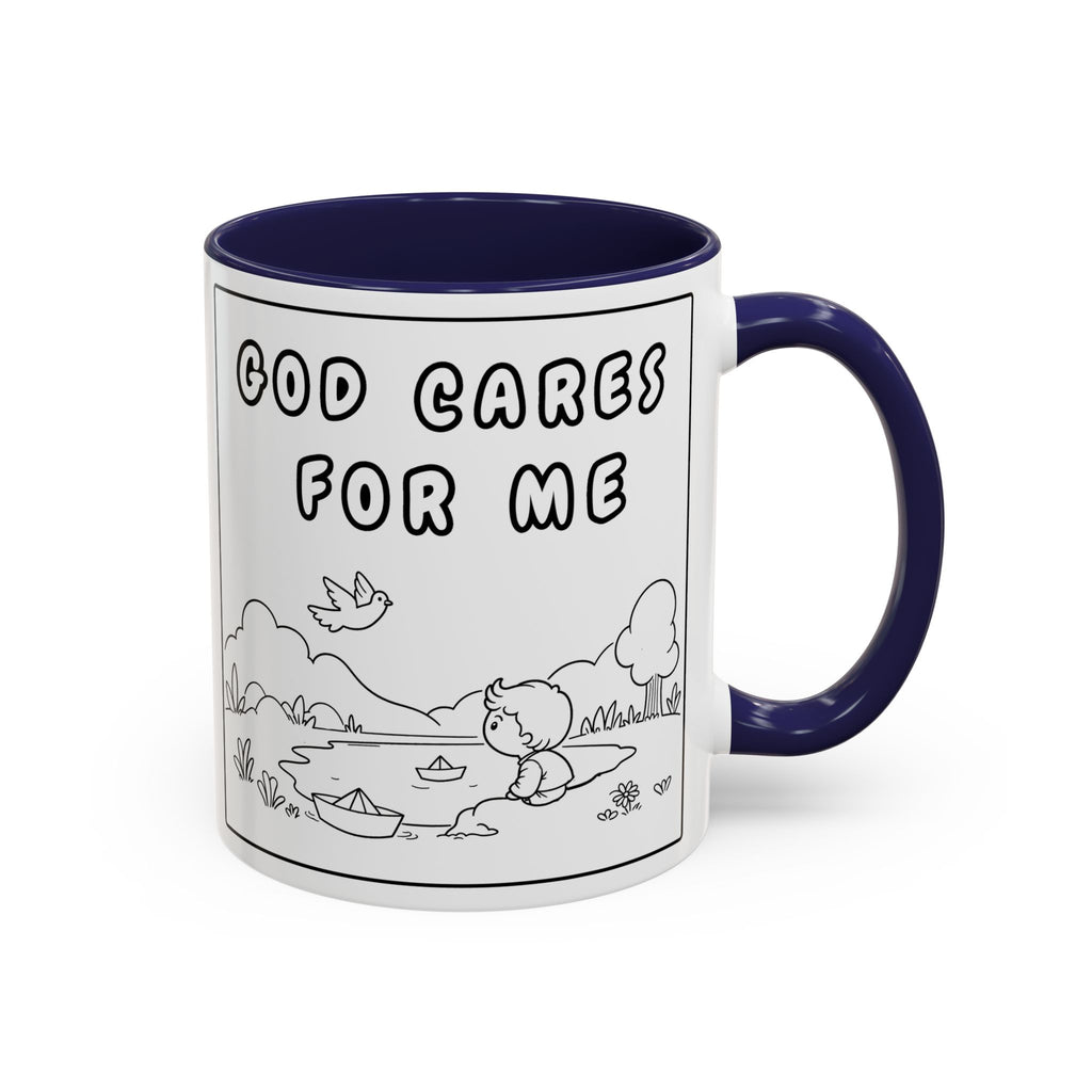 God Cares For Me — Accent Coffee Mug — Inspirational Faith Nursery Design (11/15 oz)