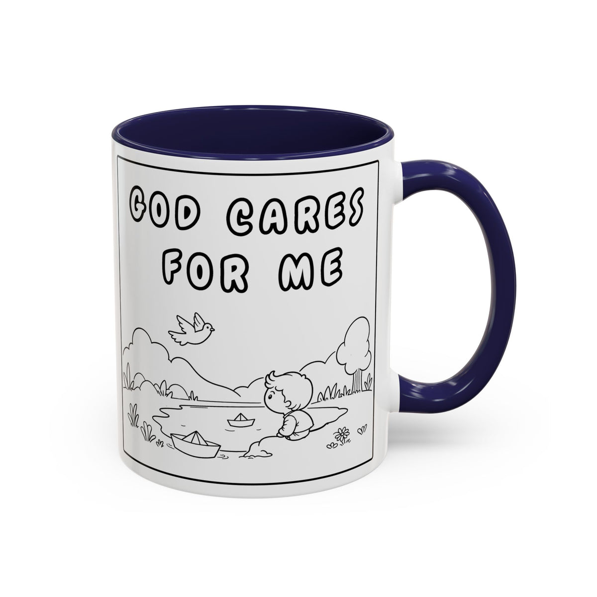 God Cares For Me — Accent Coffee Mug — Inspirational Faith Nursery Design (11/15 oz)