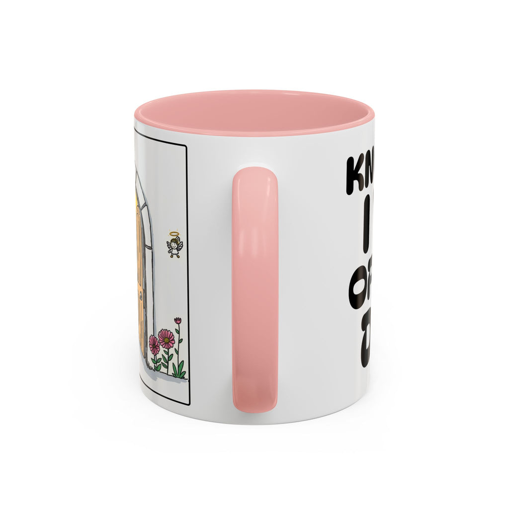 Knock And I WILL OPEN the DOOR — Illustrated Inspirational Accent Mug (11/15oz)