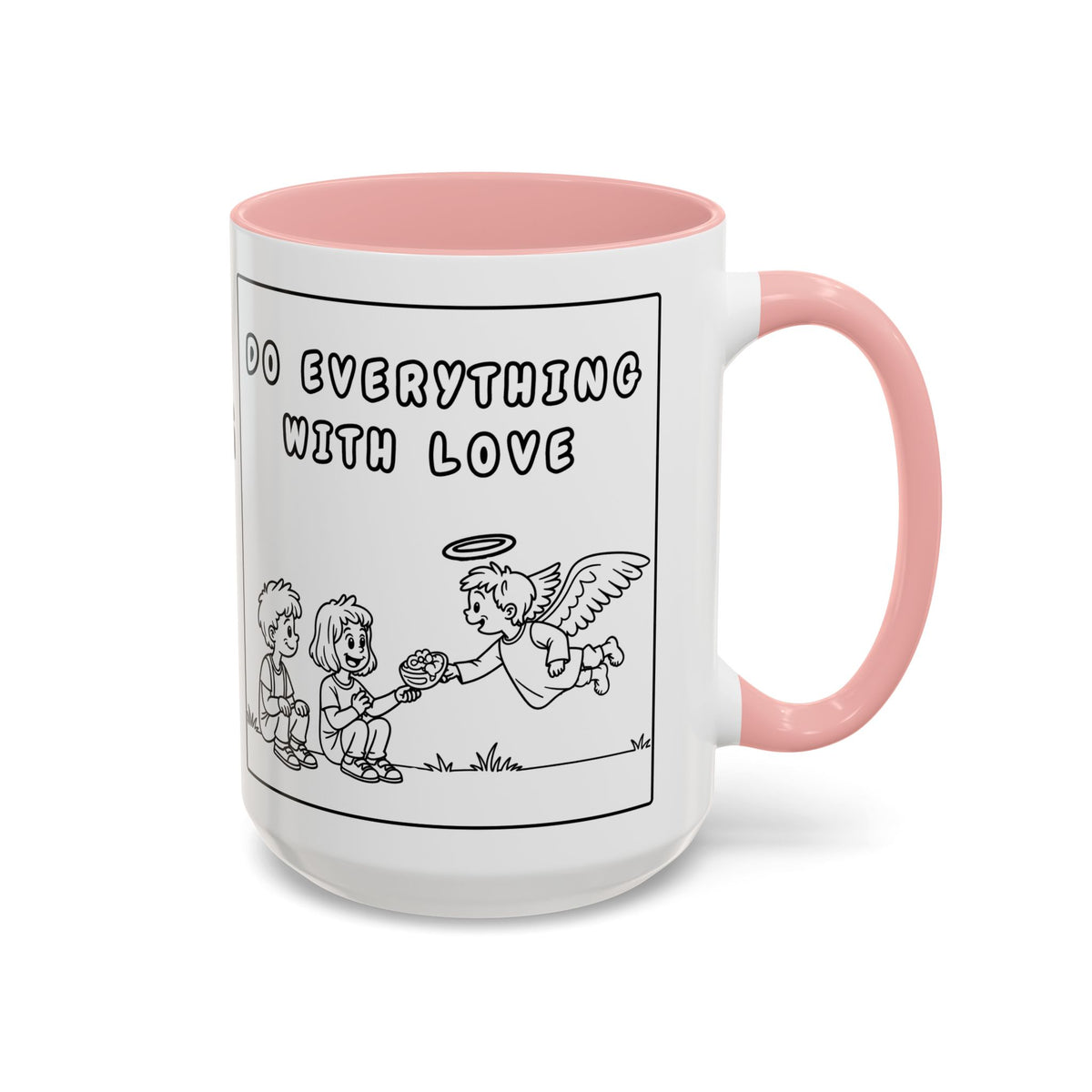Do Everything With Love —  Accent Coffee Mug — Inspirational Kid-Friendly Ceramic Mug (11/15oz)