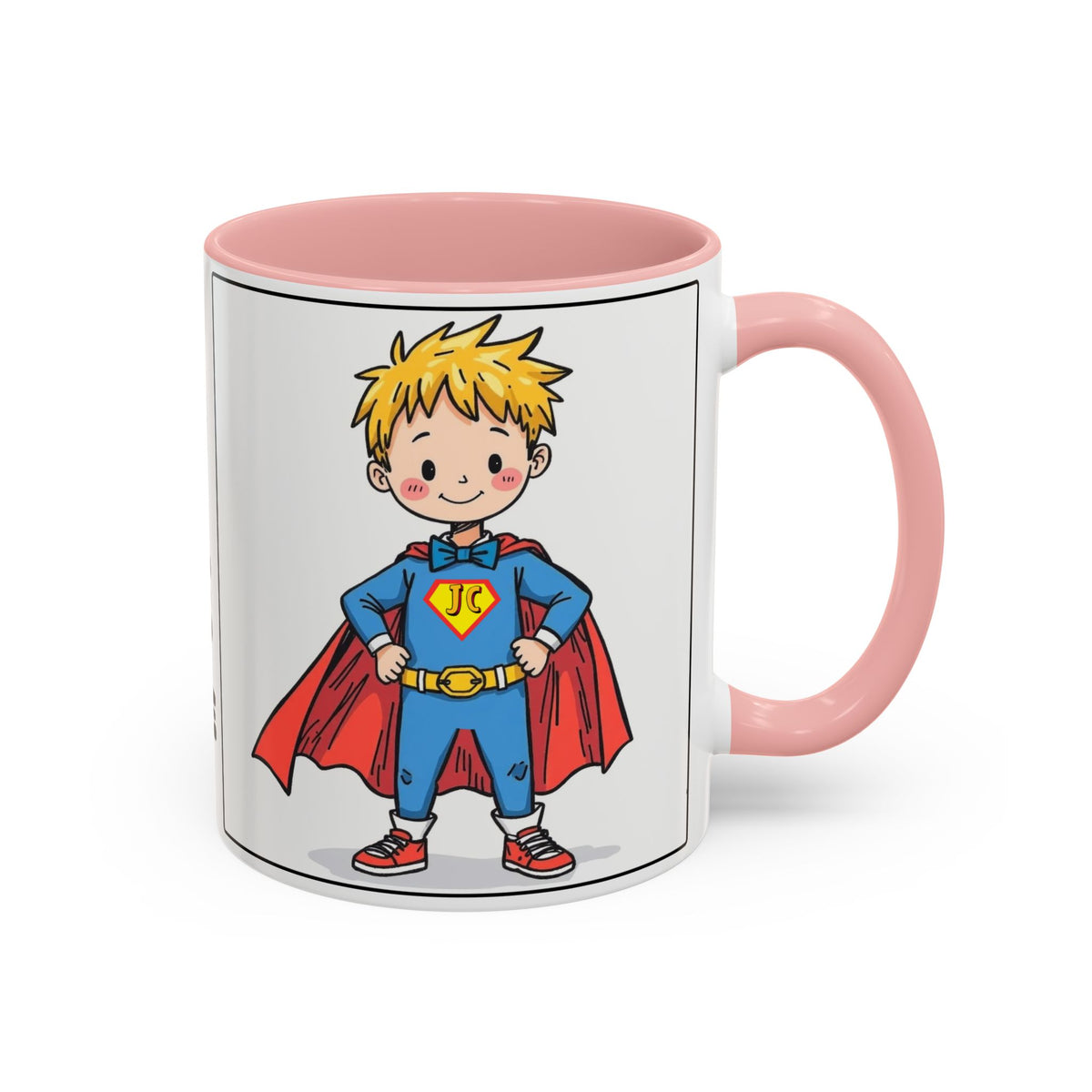 God Makes Me Strong And Brave II — Kids Superhero Coffee Mug —  Accent Mug (11/15oz)
