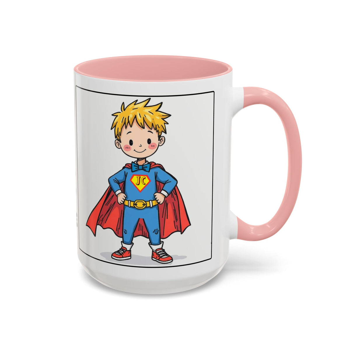 God Makes Me Strong And Brave II — Kids Superhero Coffee Mug —  Accent Mug (11/15oz)