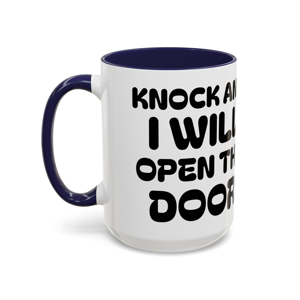 Knock And I WILL OPEN the DOOR — Illustrated Inspirational Accent Mug (11/15oz)