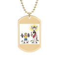 Jesus And Me Lifting Weights Gold Dog Tag Necklace - Reminder That Jesus Is Both Divine And Very Human At The Same Time