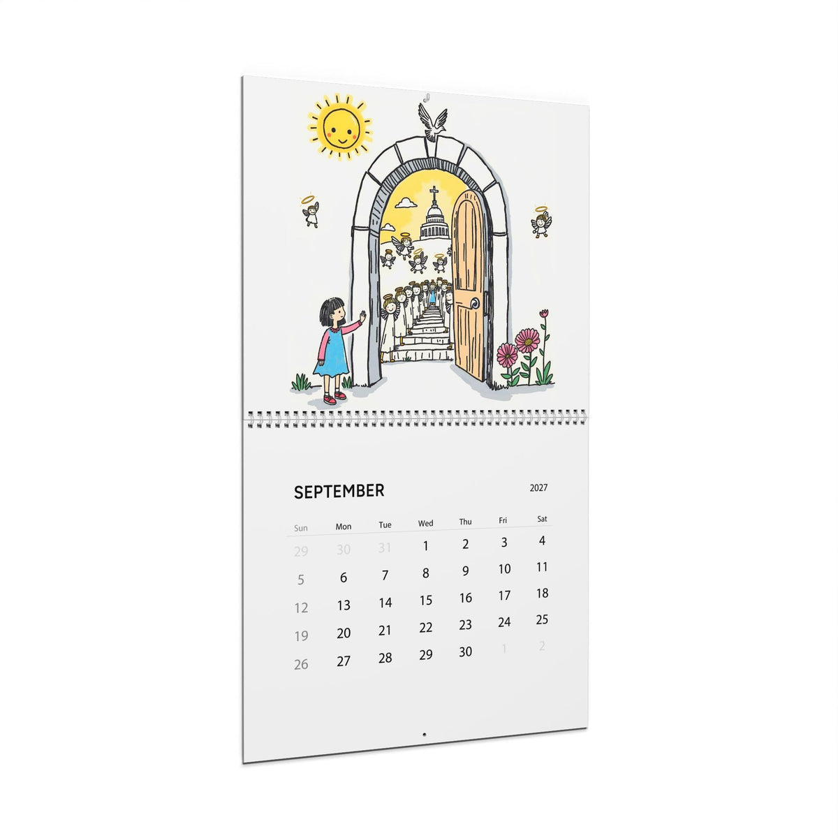 2027 Angelic Kids Illustration Wall Calendar – Monthly 12-Month Planner