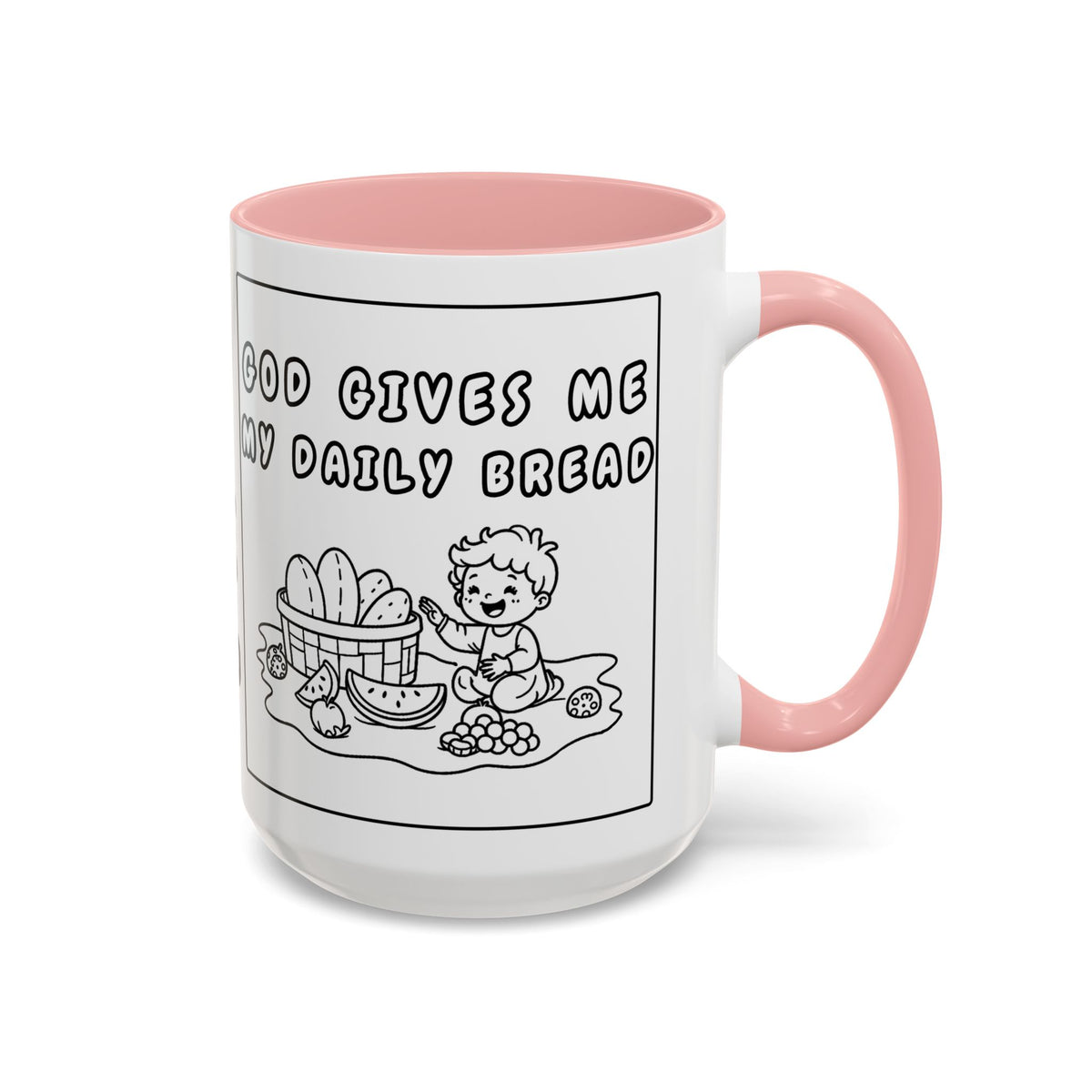God Gives Me My Daily Bread — Daily Bread Accent Coffee Mug —  Inspirational Christian Mug