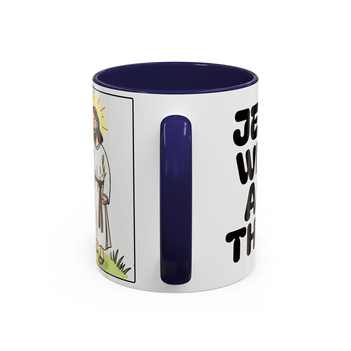 Jesus Is With Me All of the Time II — Accent Coffee Mug — Faith-Based Christian Inspirational Mug (11/15oz)