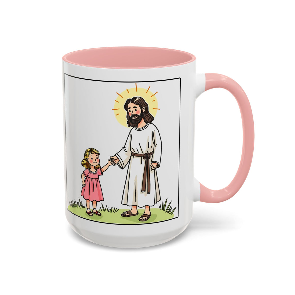 Jesus Is With Me All of the Time II — Accent Coffee Mug — Faith-Based Christian Inspirational Mug (11/15oz)