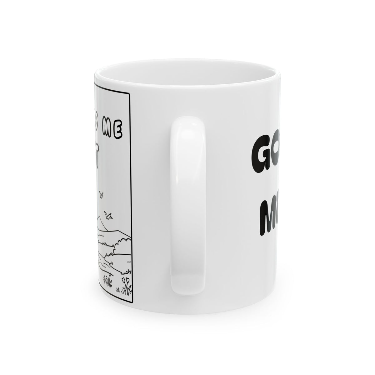God Gives Me Rest — Ceramic Mug —  Black Line Art Coffee Cup