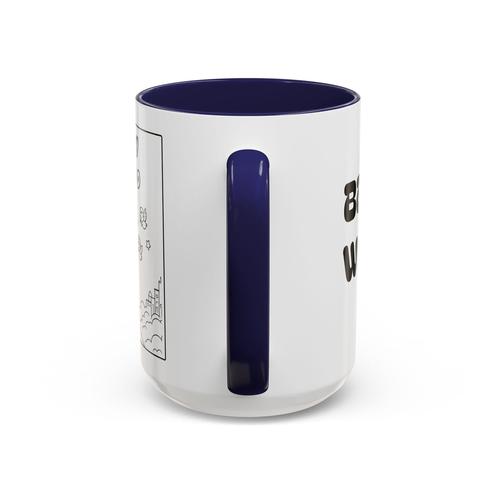 Be Happy With God — Accent Coffee Mug — Faith-Inspired Kids Illustration (11/15 oz)