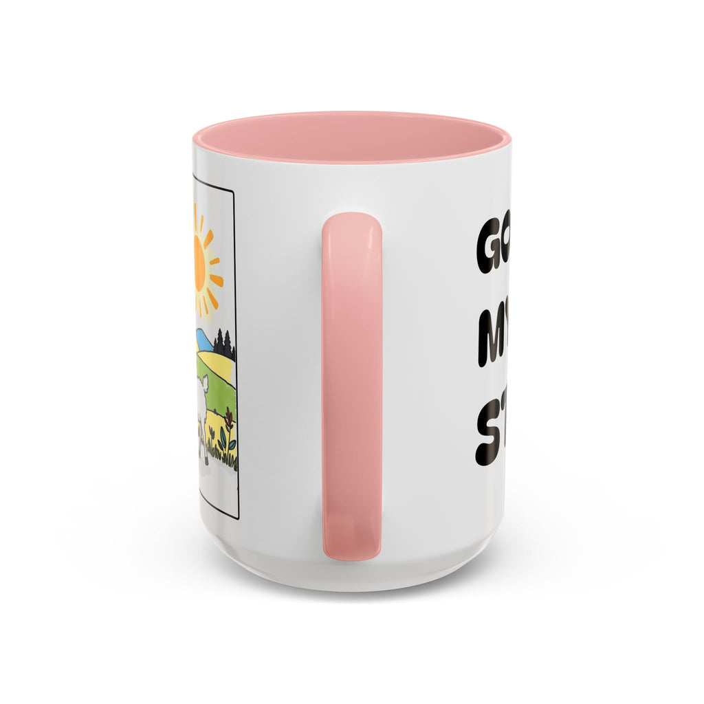 God Makes My Heart Strong II — Accent Coffee Mug with Cute Girl & Lamb Illustration (11/15 oz)