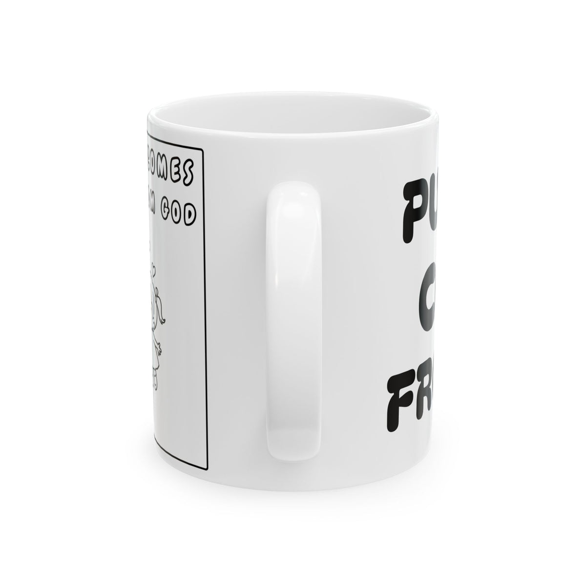 Pure Joy Comes From God —   Ceramic Mug — Inspirational Coffee Mug with Cute Angel Illustration (11oz/15oz)