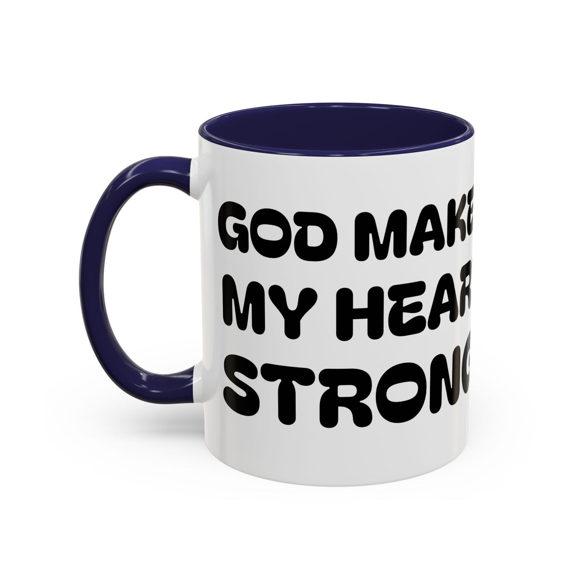 God Makes My Heart Strong II — Accent Coffee Mug with Cute Girl & Lamb Illustration (11/15 oz)