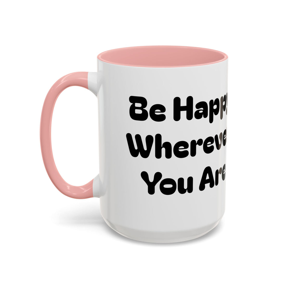 Be Happy Wherever You Are — Accent Coffee Mug (11/15oz) — Cute Sheep Scenic Design