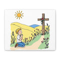Prayerful Boy by Cross Canvas Wall Art — Christian Nursery Decor, Kids Bible Verse Gift