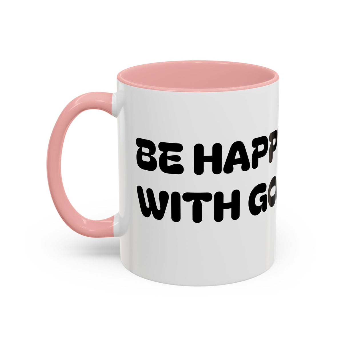 Be Happy With God — Accent Coffee Mug — Faith-Inspired Kids Illustration (11/15 oz)