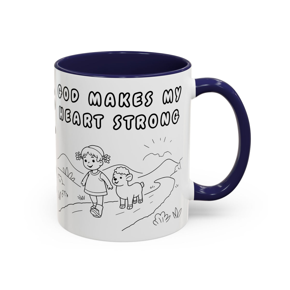 God Makes My Heart Strong  — Accent Coffee Mug — Inspirational Faith Christian Mug (11/15oz)