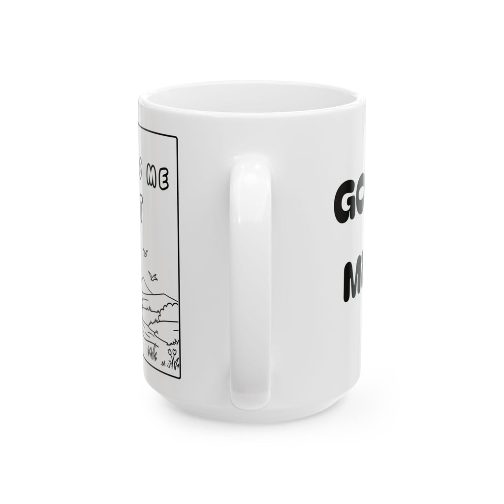 God Gives Me Rest — Ceramic Mug —  Black Line Art Coffee Cup