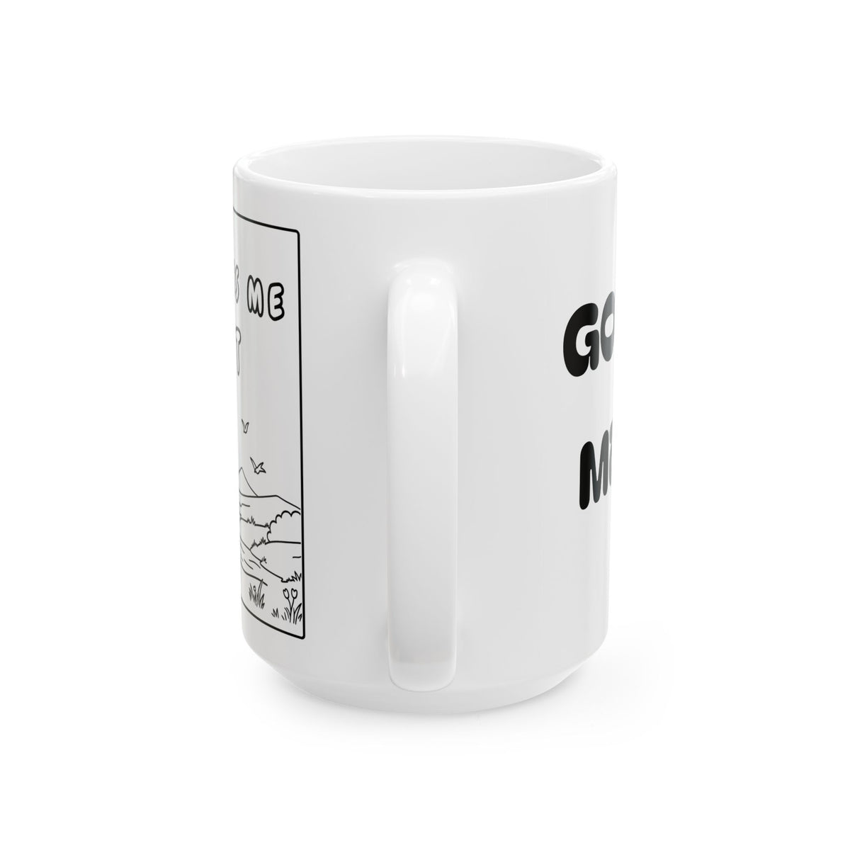 God Gives Me Rest — Ceramic Mug —  Black Line Art Coffee Cup