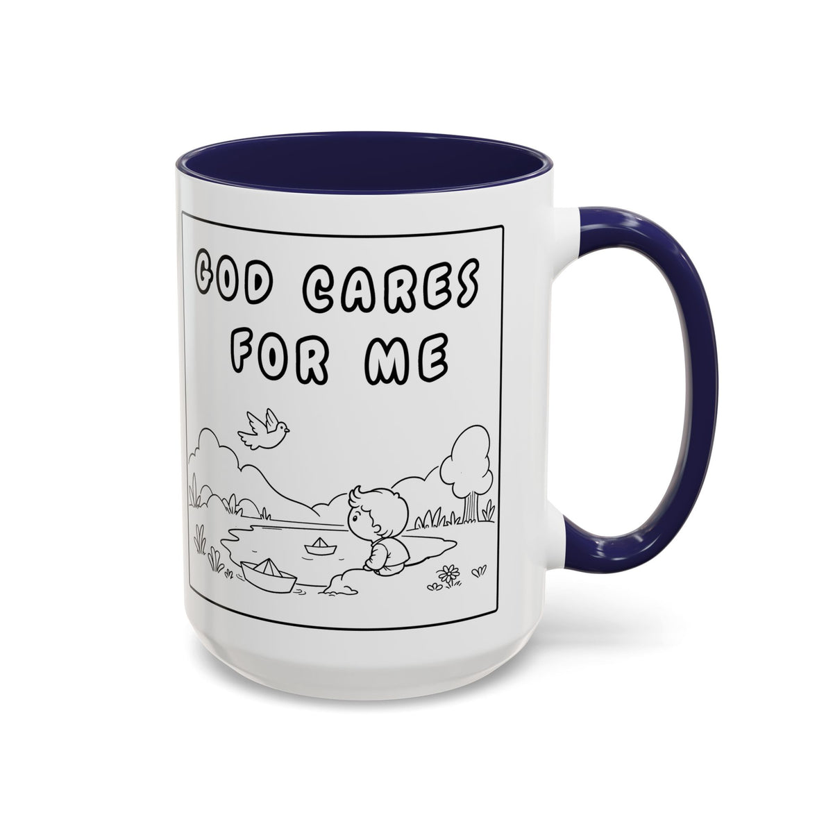 God Cares For Me — Accent Coffee Mug — Inspirational Faith Nursery Design (11/15 oz)