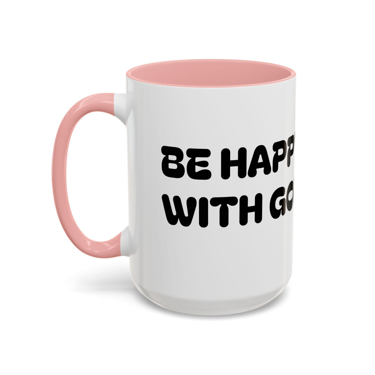 Be Happy With God — Accent Coffee Mug — Faith-Inspired Kids Illustration (11/15 oz)
